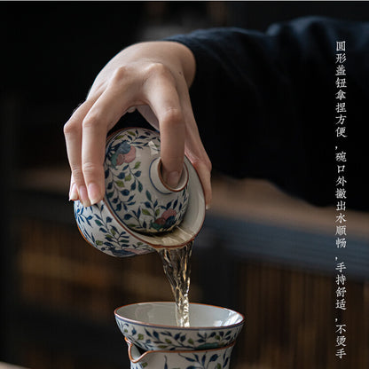 150ml Retro Kung Fu Tea Set Tea Bowl Home Tea Cup Ceramic Hand Painted Gaiwan