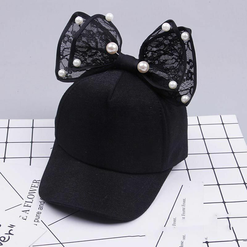 Baby Hats Spring Summer Girl Baseball Caps Glitter Rabbit Ear Pearl Sun Children