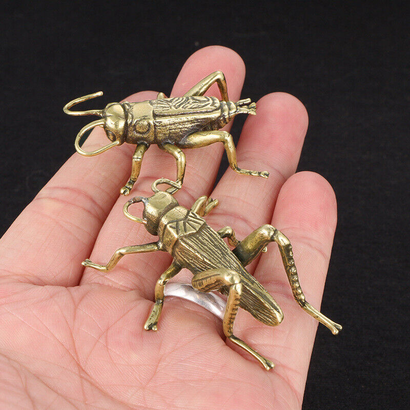 A Pair of Collectible Solid Pure Copper Brass Old Cricket Tea Pet Crafts