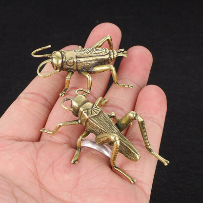 A Pair of Collectible Solid Pure Copper Brass Old Cricket Tea Pet Crafts