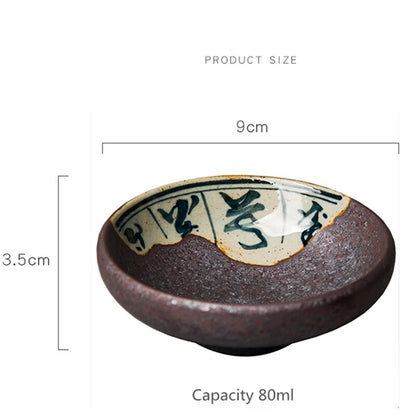 China Handmade Rough Pottery Tea Cup, Ceramic Tea Cup Hand Painted Kung Fu Cup