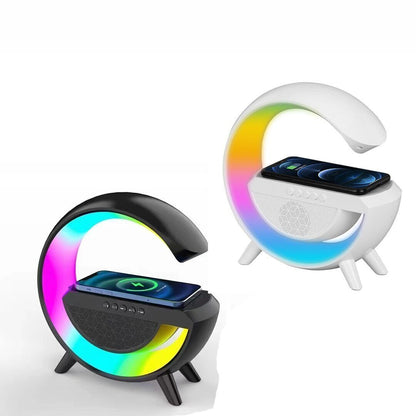 LED RGB Night Light Atmosphere Lamps Bluetooth Speaker Phone Wireless Charger