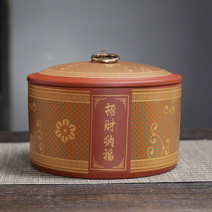 Sealed Tea Canister For Loose Tea Print Small Tea Caddy With Lid Zisha Clay New