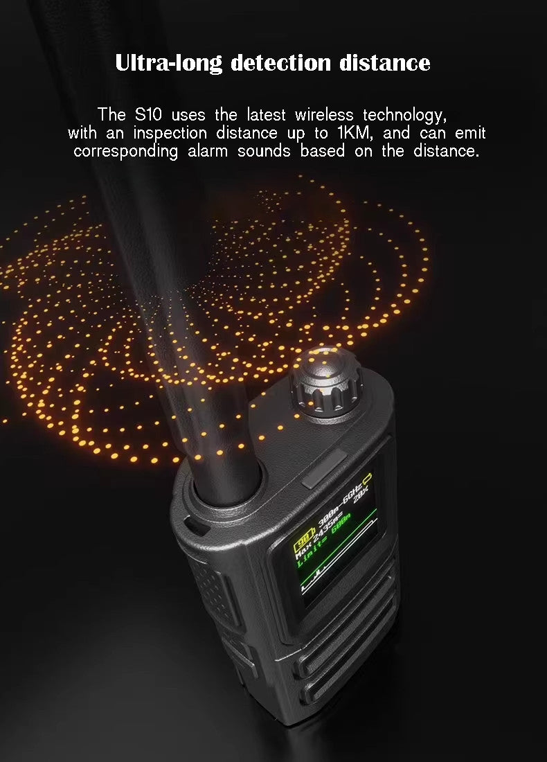 S10 Handheld Drone Alarm - 300MHz-6GHz 1KM Detection System