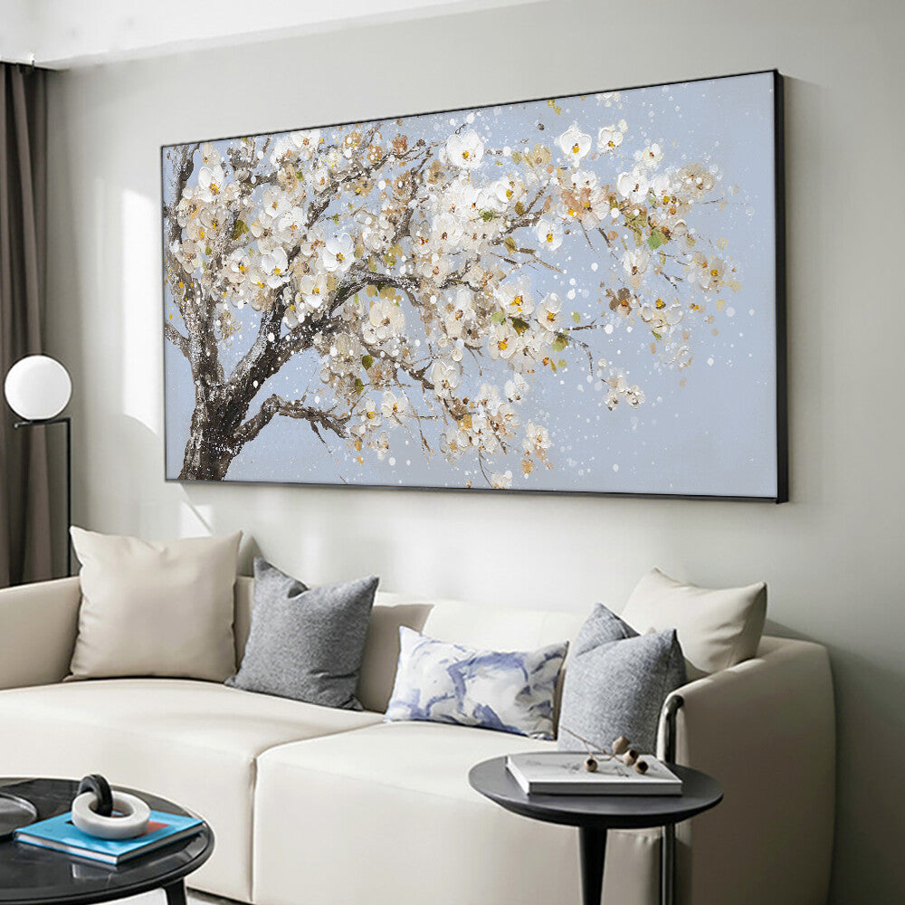 Hand Painted Flowers Tree Oil Painting On Canvas Morden Decorative Wall Art