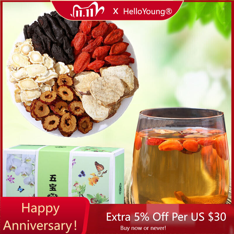 Five Treasure Tea Gouqi HongzaoHuangjingrenshenNatural Healthy Herbal Tea150g-