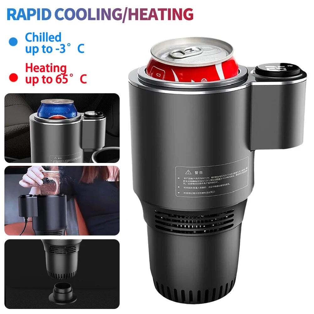 2 In 1 Car Cup Mug Holder DC 12V Heating & Cooling Cup
