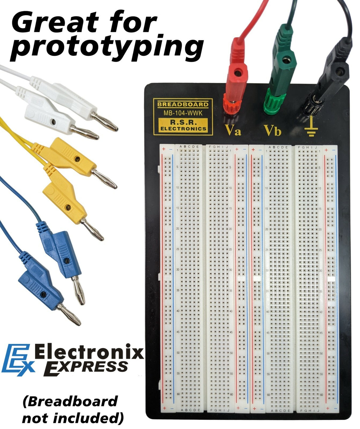 Set of 6 Banana to Banana Test Leads 36" Red, Black, White, Blue, Green, Yellow