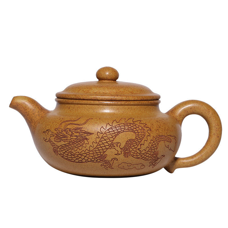 Original Ore Real Yixing Zisha Duan Clay Tea Pot Dragon Carved Antique Style Pot