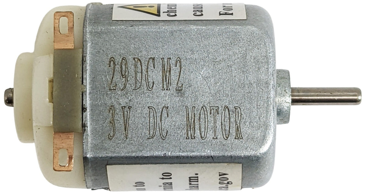 3V DC Motor for Solar Use - 11,000 RPM, ⌀2mm Shaft (0.98" x 0.79" x 0.59" Body)