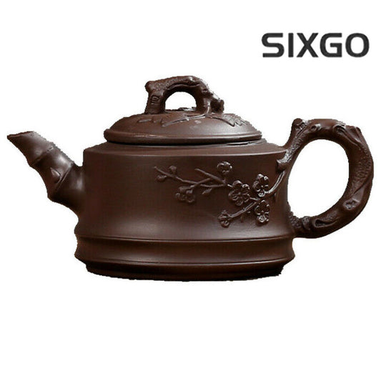 120ml Chinese Purple Clay Pottery Teapot Hand Carved Flower Pattern Plum Tea Pot