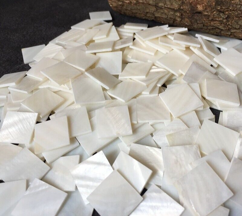 Mother Of Pearl Shell Sheets 20Pcs White Natural Freshwater Crafts Decor 20x20mm