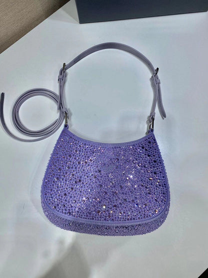 Full Diamond Underarm Bag Shoulder Purse Elegant Wedding Banquet Nylon Shell Bag