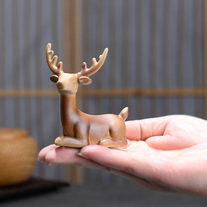 Deer Statue Small Size Ceramic Tea Pet Table Decoration For Microlandscape New
