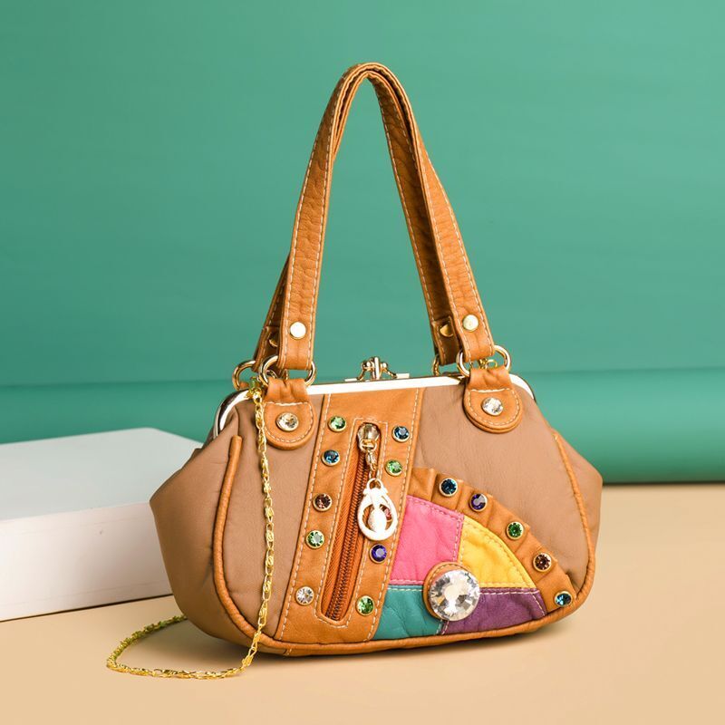 Vintage Shoulder Bag Retro Patchwork Synthetic Leather Messenger Purse Bags 1 PC