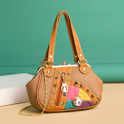 Vintage Shoulder Bag Retro Patchwork Synthetic Leather Messenger Purse Bags 1 PC