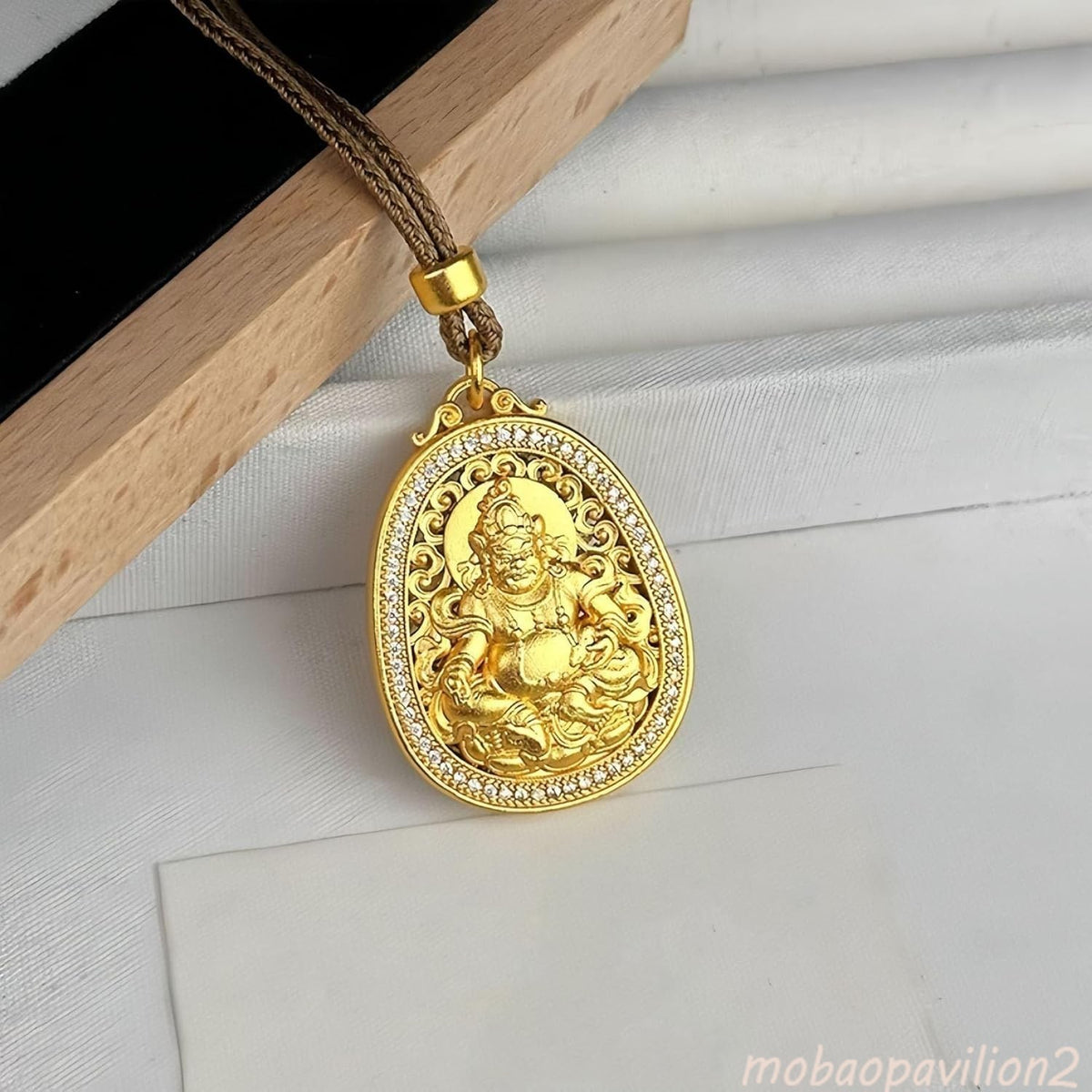 Golden God of Wealth Pendant Necklace Bring Good Luck Safty Feng Shui Amulet