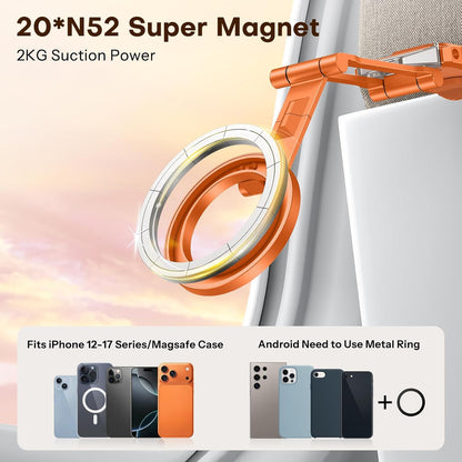 360°Rotating for Magsafe Tripod Mount, Adjustable Aluminum Magnetic Phone Tripod