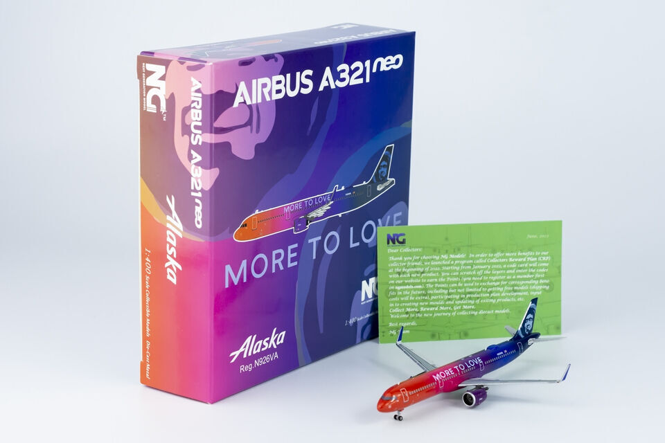 1:400 NG Model Alaska Airlines AIRBUS A321neo Passenger Airplane Diecast Model
