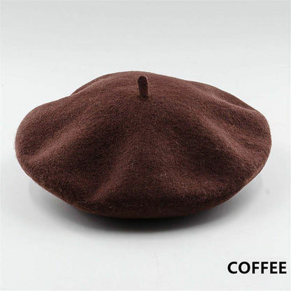 Beret Cap Winter Warm Wool Hat Fashion Elegant French Style Plain Beret Hiking