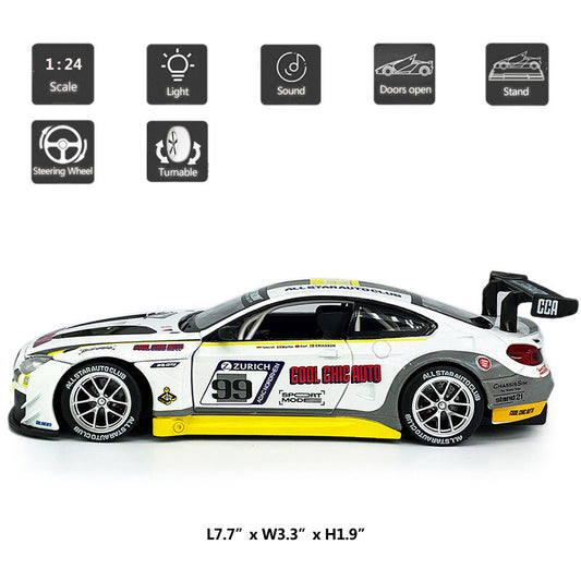 1/24 BMW M6 GT3 Model Car Diecast Toy Vehicle Boys Toys Kids Gifts Doors Open