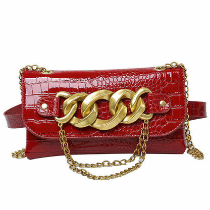 Mini Crossbody Bags Women Metal Chain Shoulder Bag Leather Belt Bag Women