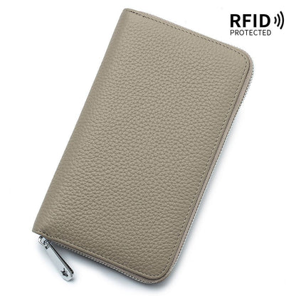 Folding Passport Bag Genuine Leather Folding Hand Ledger Long Wallet Phone Bags