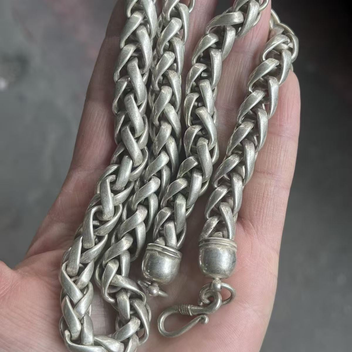 Vintage Miao Silver Handwoven Necklace Ethnic Folk Silver Jewelry