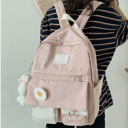 College Student Backpack Cute Nylon School Book Bag Travelling 29*14*43 CM Blue