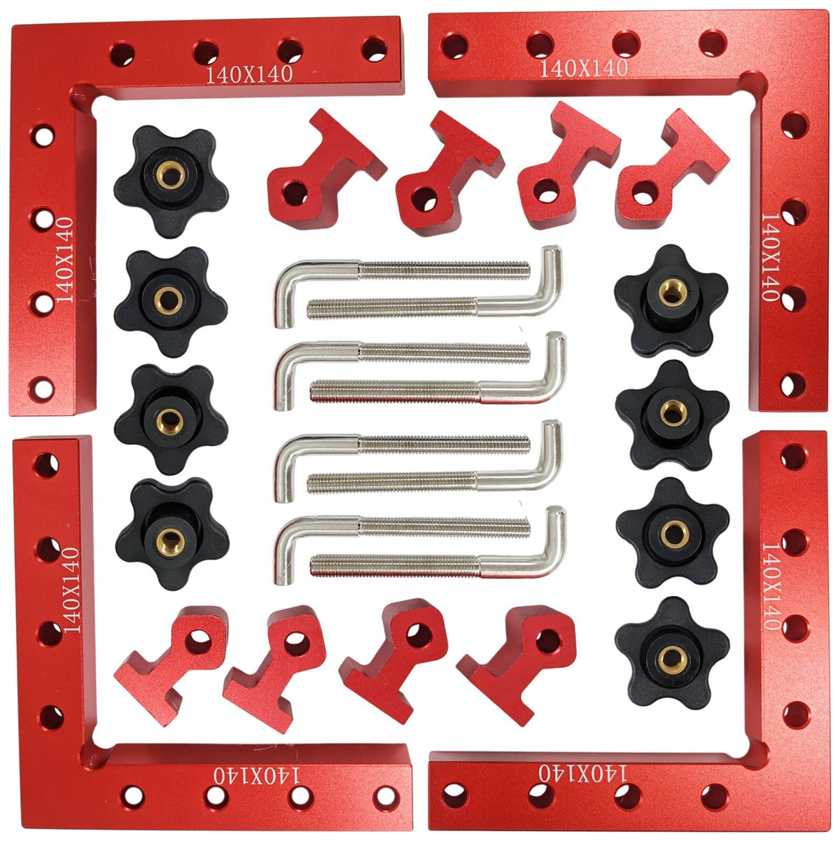 Four 90° Positioning Squares with Eight Clamps, 5.5"×5.5" Sturdy Aluminum Alloy