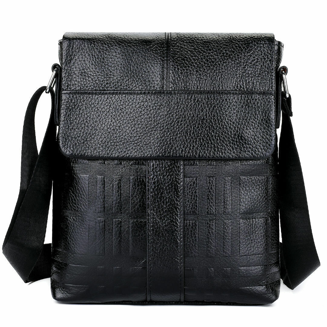 100% Genuine Leather Men's Embossing Business 8" Sling Shoulder/Messenger Bag