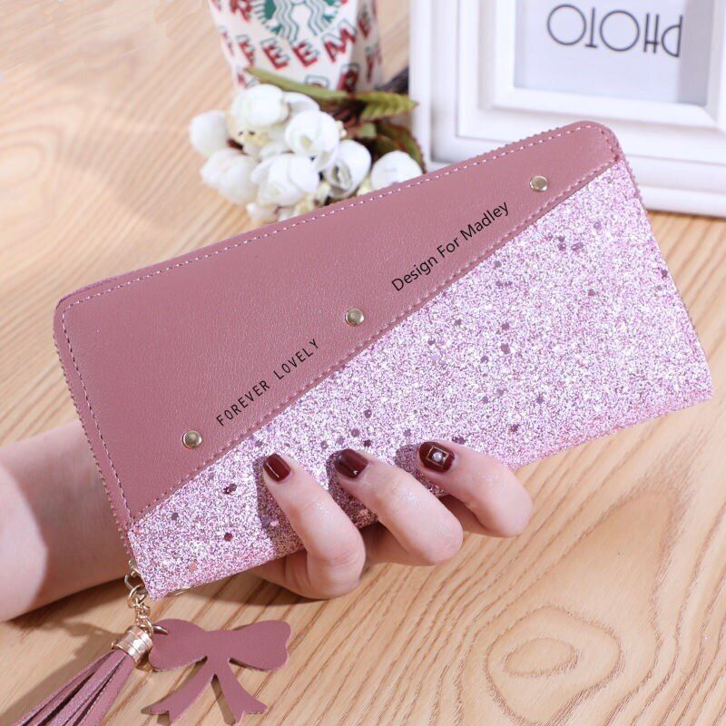 Women Wallets Coin Purses Cards Holder Double Zippers Handbag Money Bags 20*10CM