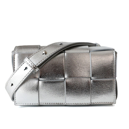 Mini Woven Real Leather Belt Bag Crossbody Sling Fanny Waist Pack Chain Clutch