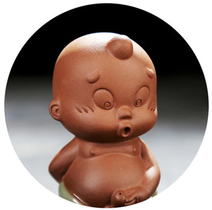 Chinese Small Monk Pee Doll Water Squirt Tea Pet Ceramic Purple Clay Tea Play