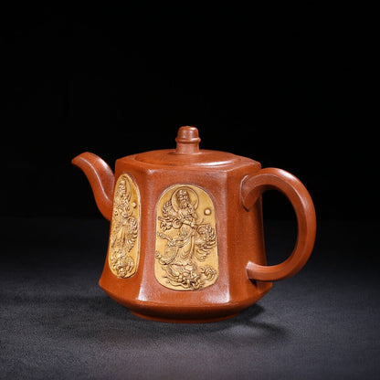 Chinese Yixing Zisha Clay Handmade Exquisite Teapot （六方 底款：乾隆年制）