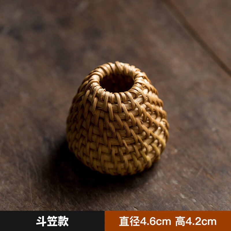 Vine Woven Cover, Hand Woven Tea Ceremony Accessories, Ceramic Persimmons