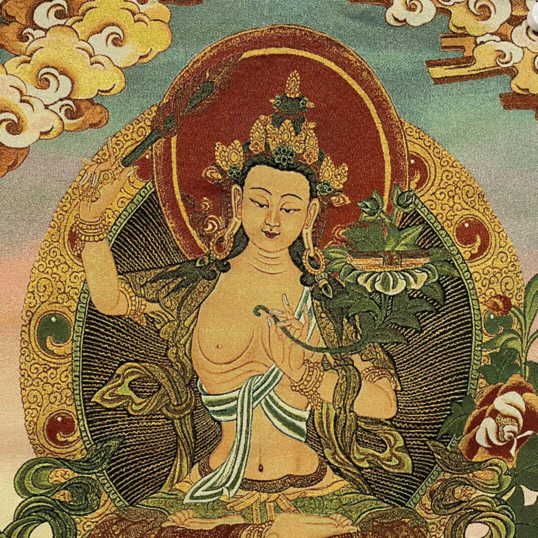 Ancient Tangka Embroidery Guanyin Bodhisattva in Tibet, China 60*90CM（文殊菩萨）