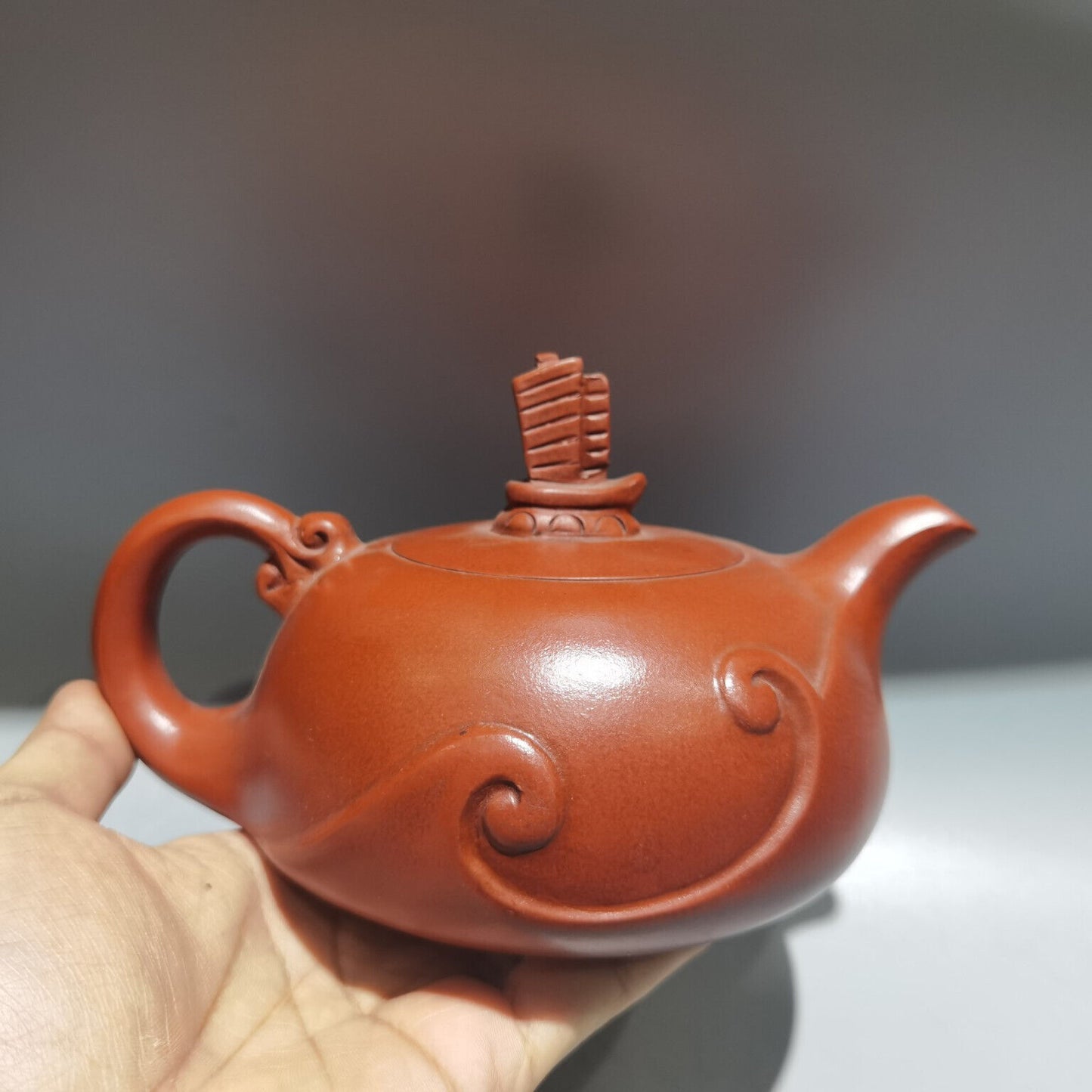 China Yixing Zisha Clay Handmade Exquisite Kung Fu Tea Set Teapot 品名：一帆风顺 底款：顾景舟