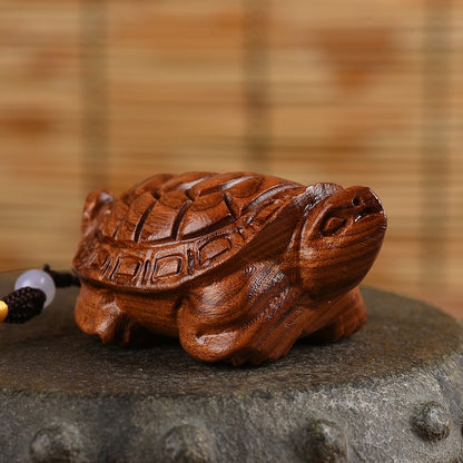 6.5cm Rosewood Solid Wood Carving Turtle Handheld Pendant Chinese Ornament