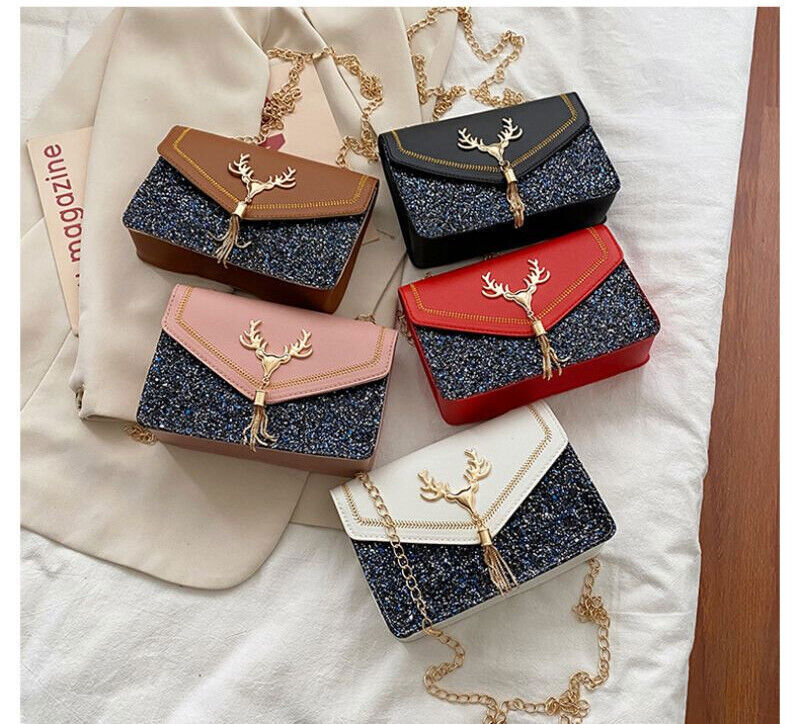 New Luxury Shoulder Women Designer Messenger Bags Leather Crossbody Bag Sequin