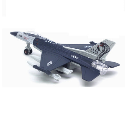 1/100 Fighter Aircraft F16 Jet Alloy Military Model Plane Scene with Sound&Light
