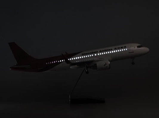 47CM SHENZHEN AIRLINES AIRBUS A320neo Plane Led Sound-controll Light Resin Model