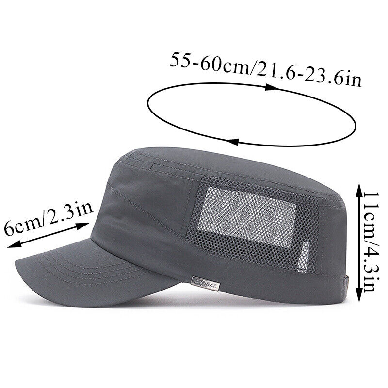 Solid Color Washed Caps Flat Top Hat Sun Protection Breathable Mesh Casual ⊰