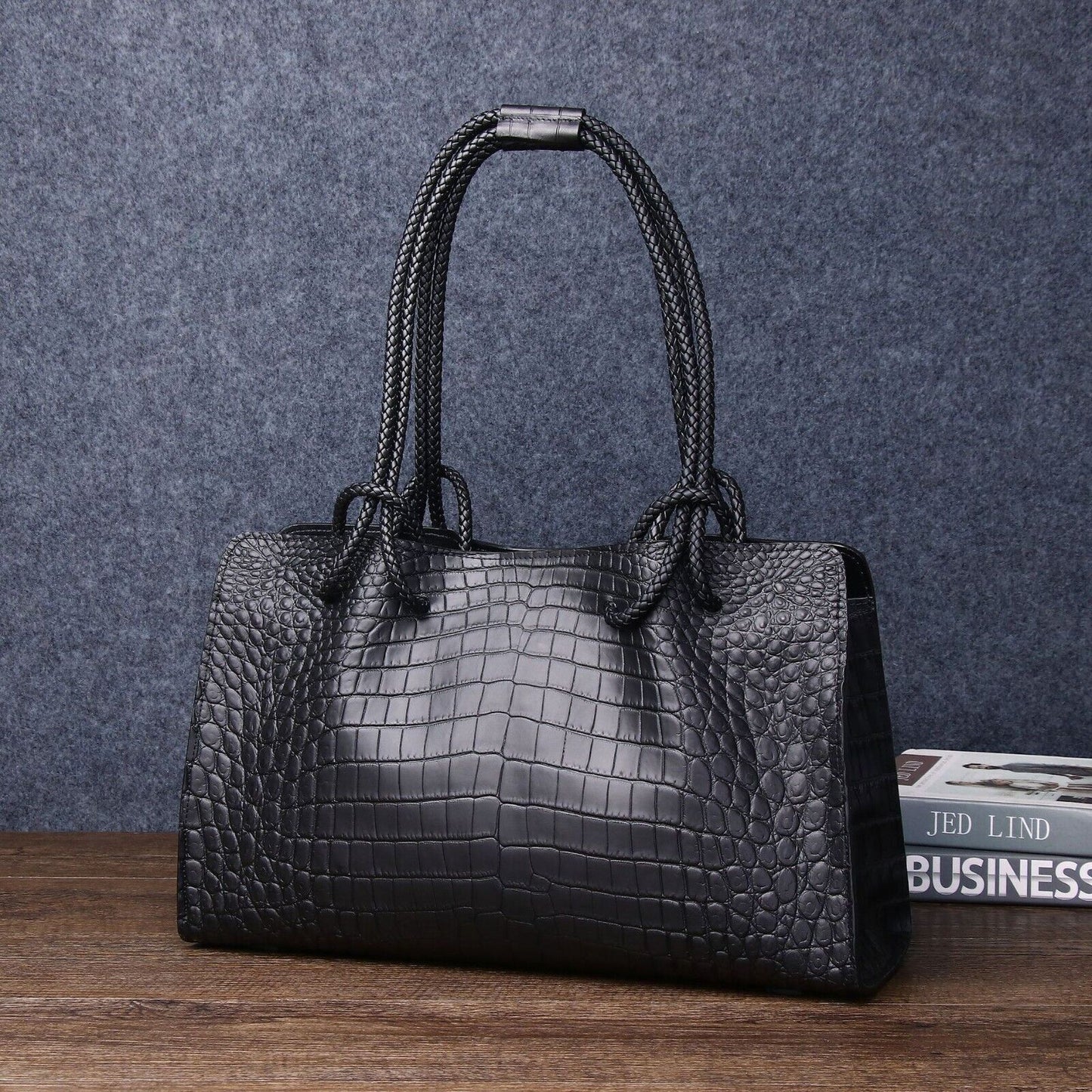 Matt Crocodile Belly embossed Tote Handbag, Ladies Large Shoulder Baguette Bag