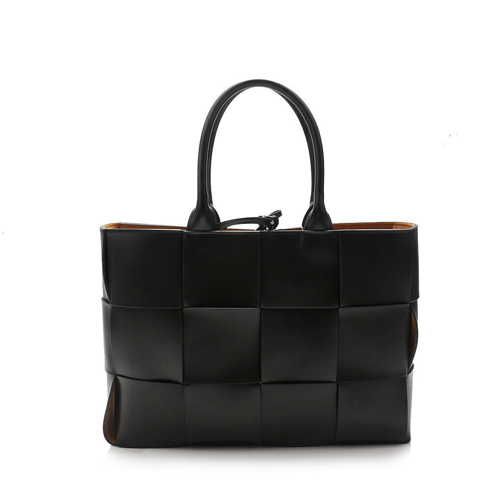 Woven Real Leather Tote Shopper Purse Handbag Work Bag Briefcase Fashion Medium