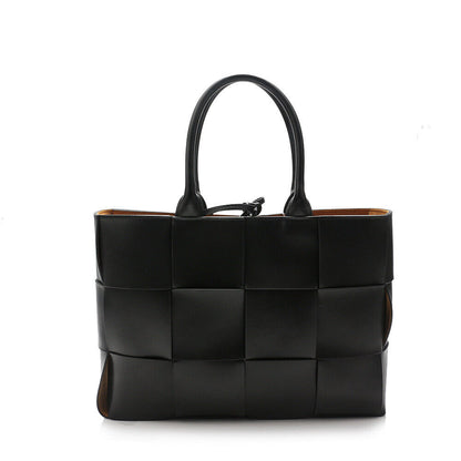 Woven Real Leather Tote Shopper Purse Handbag Work Bag Briefcase Fashion Medium