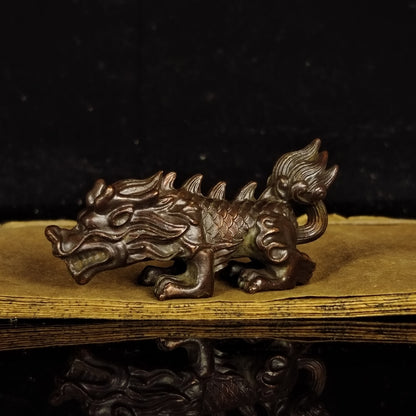 China bronze dragon son Figure statue collectable table decoration tea pet