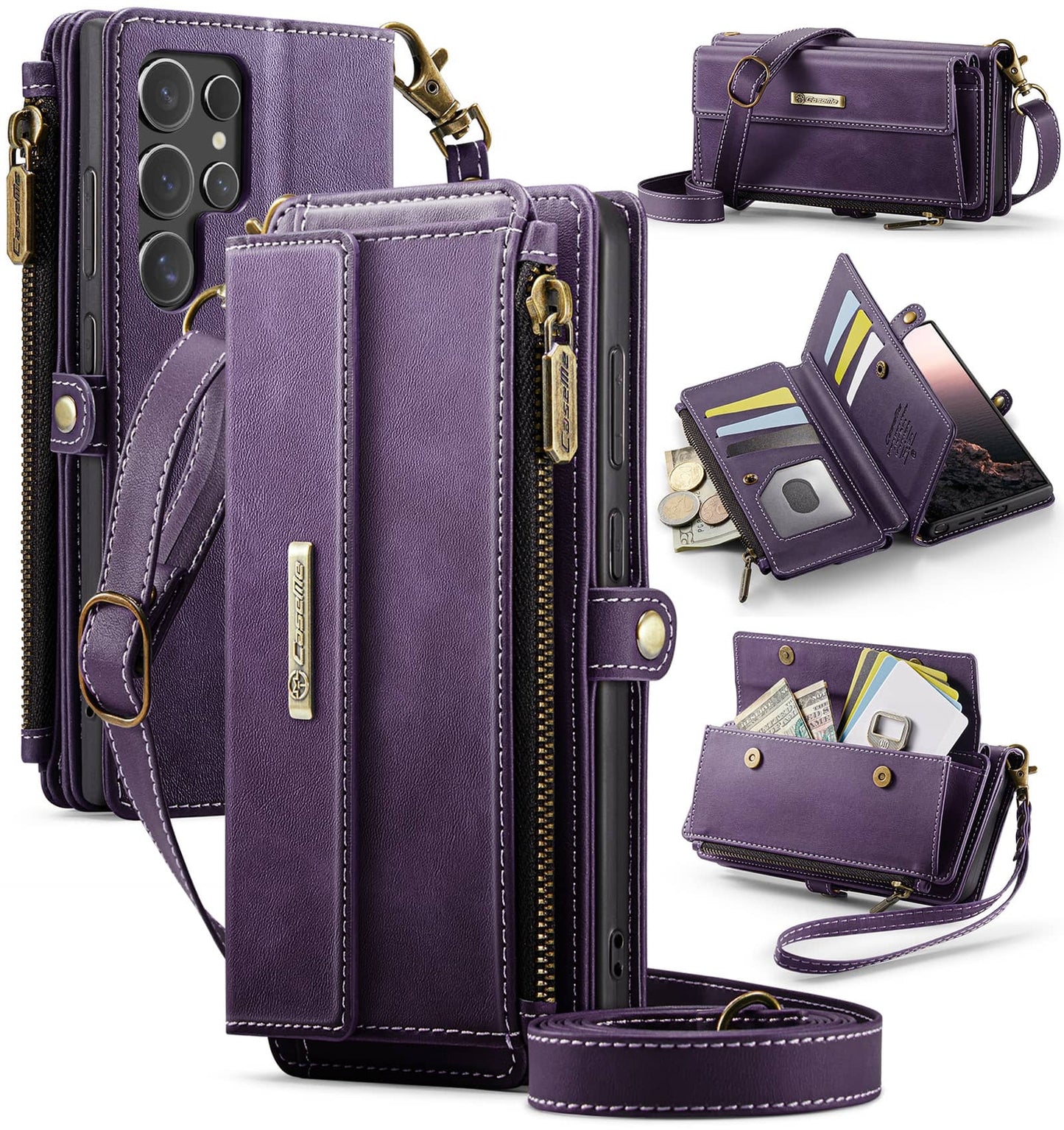 For Samsung Galaxy S25 Ultra Plus Wallet Case, Card Holder Kickstand Flip Cover