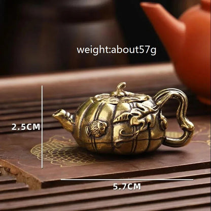 Hollow Copper Pumpkin Tea Pet Decoration Mini Small Teapot Cast Brass Pots
