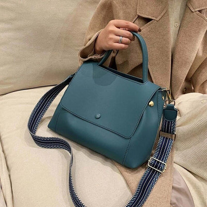 PU Leather Women Handbag High Winter Shoulder Crossbody Bag Travel Lady Blue Bag